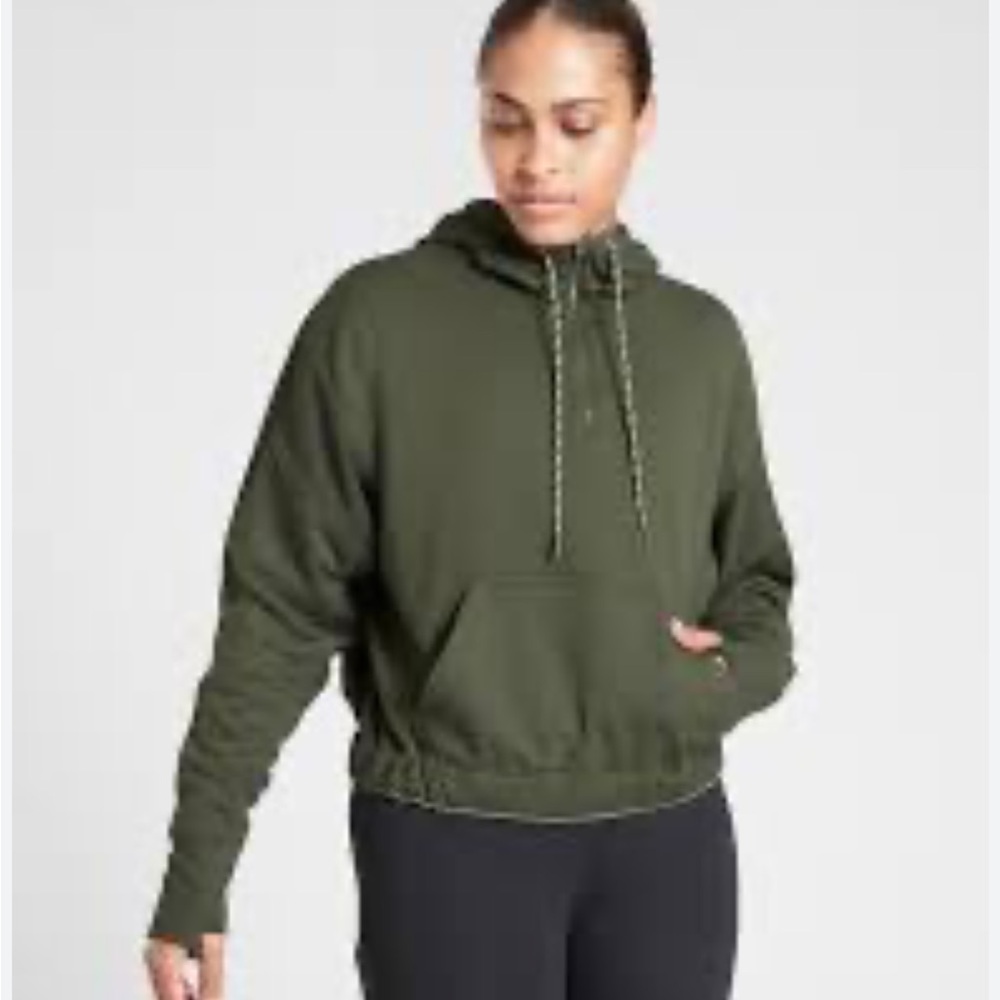 Athleta Ascend Warm Up Hoodie Top Tuscan Olive